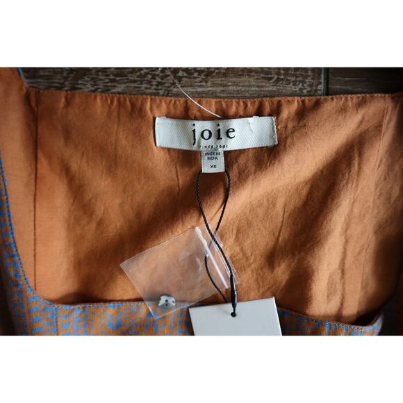 Joie Women's Sz XS Light Brown/Blue Nashua Eyelet Maxi Fit & Flare Dress - Picture 6 of 14